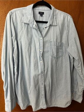 J. Crew Light Blue Denim Chambray Button-Down Shirt
